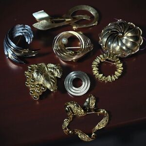 Vintage Gold & Silver-Tone Swirl Brooch Lot (Unsigned | 7 Pieces | 4.0 oz)